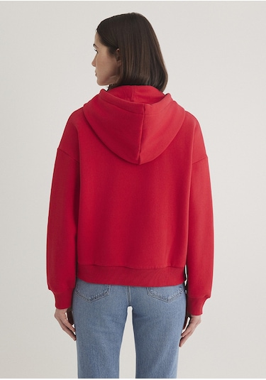 Mavi - Mavi Logo Baskılı Kapüşonlu Kırmızı Sweatshirt 168334-35476 Kırmızı