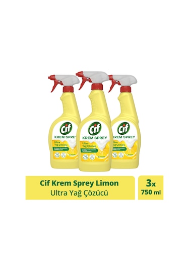Cif Yüzey Temizleyici Krem Sprey Ultra Yağ Çözücü 3 x 750 ML