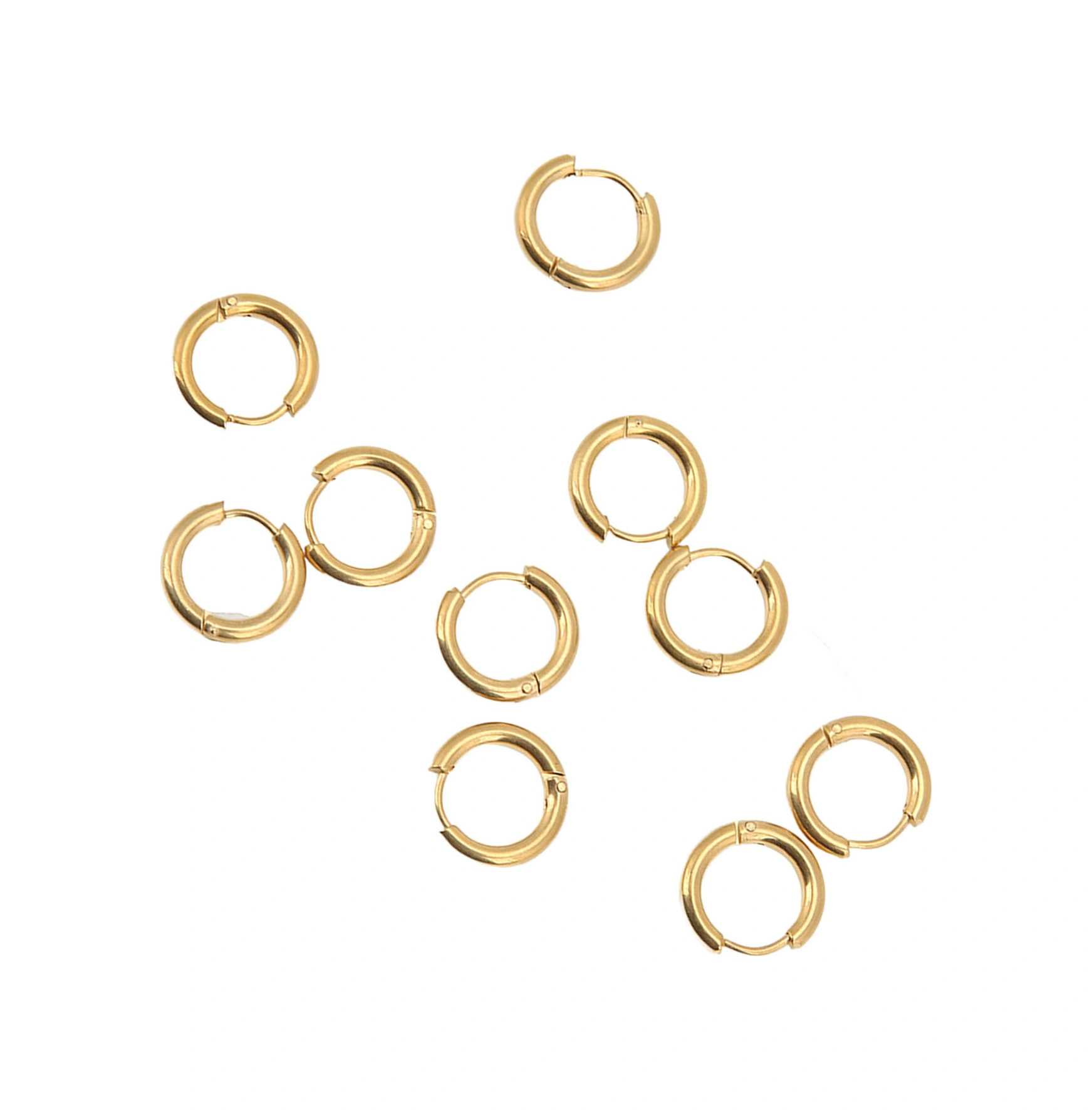 Wezone Stainless Steel Gold Hoop Earrings, 10 Pcs/pack, 2.5x10mm, Dıy Jewelry Making, Durable, No Fading, Daily & Special Occasions Diğer
