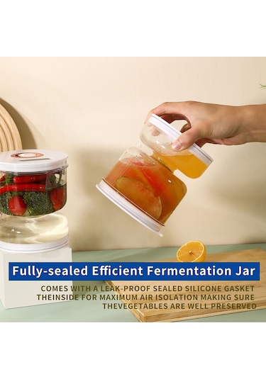 Fosenze Plastik 800ml Gömlek Salatası Kavanozu, Islak-kuru Ayrımı, Forklu, Görünür Kapatma, Mutfak Taze Gıda Saklama Kabı, Beyaz Beyaz