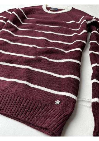 Luxry Bisiklet Yaka Yün Erkek Kazak Bordo