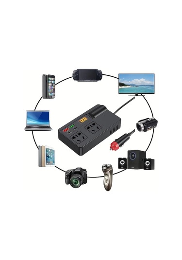 Xuweiwei Otomotiv İnvertörü 220v Saf Sinüs Dalgası Kamyon Kampçılık 30w Usb C Pd Hızlı Şarj Lcd Ekran