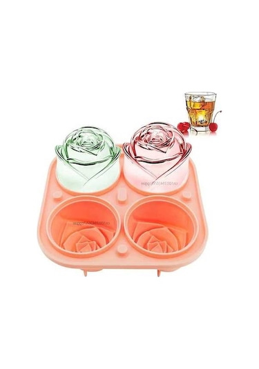 Ulzyvf 2 Adet 3d Buz Küpü Gül Kalıpları 4 Renk, Çok Renkli Tepsiler Çok Renkli