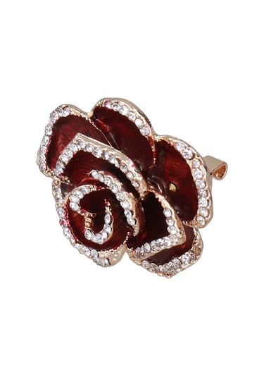 Lemestar Kırmızı Camelya Desenli El Yapımı Alaşım Broş - Kravat, Ceket, Palto Sabitleyici - Kadın Giyim Aksesuarı Kırmızı