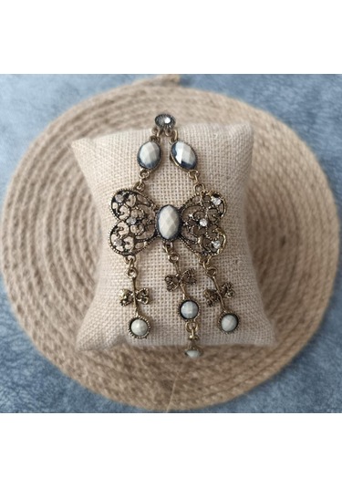 Küpe Otantik Kelebek Eskitme Swaroski Taşlı Vintage Sallantılı Küpe Kadın Takı Hediye Çok Renkli