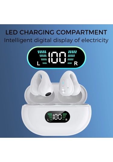 Novahub Bluetooth 5.3 Kemik İletimli Kulaklık - Bisiklet, Koşu Spor Kulaklığı, Hafif Ve Konforlu, Beyaz