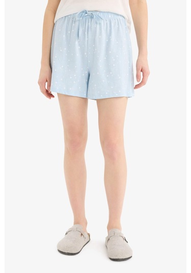 Defacto Regular Fit Beli Lastikli Şort Pijama Altı-fall İn Love E4504ax25smbe343 Mavi