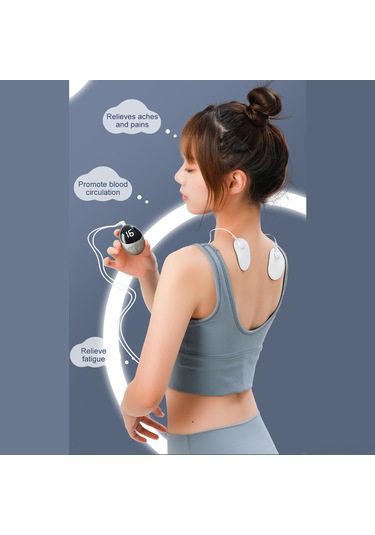 Ruicoo Sarı Şarjlı Ems Mini Masaj Aleti - Boyun Omuz İçin 6 Mod 16 Seviye - 2 Adet Yama İle Taşınabilir Elektrikli Fizyoterapi Cihazı İngilizce Paket Sarı