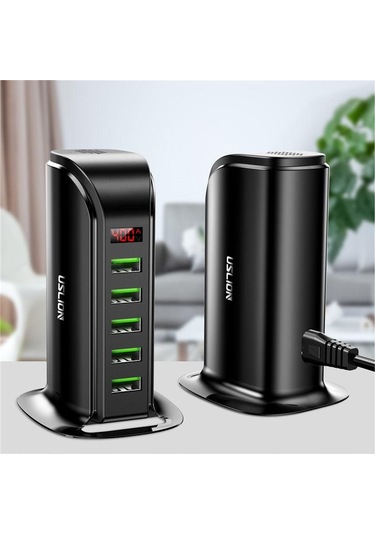 5 Port Usb Şarj Hub Led Ekran Çoklu Usb Şarj İstasyonu Dock Masaüstü Duvar Ev Ab İngiltere Tak Eu