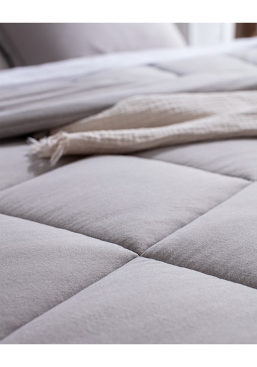 Madame Coco Bobigny Çift Kişilik Pamuklu Supersoft Comforter Set - Gri Gri