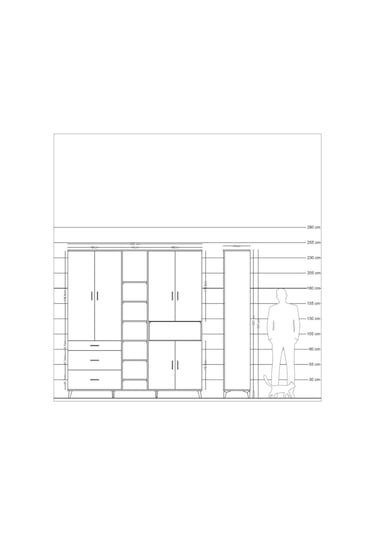 Hyperion Dolap 13 Raflı 3 Çekmeceli 6 Kapaklı 220x44x243 Antrasit-aytaşı/antrasit Aytası/antrasıt