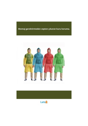 Kapüşonlu Naylon Cep Yağmurluk Su Geçirmez, Dayanıklı, Unisex Çok Renkli