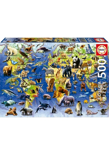 Educa 500 Parça Yüz Tehlike Altındaki Hayvan Türü Puzzle - 19908 - One Hundred Endangered Species