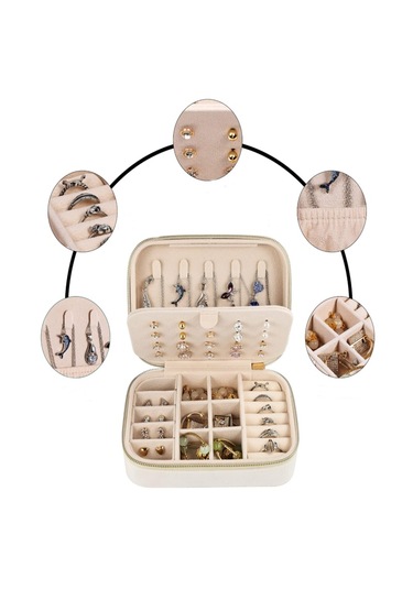 Mdl1-kadife Beyaz Takı Kutusu Yeni Tasarım Fermuarlı Düzenleyi