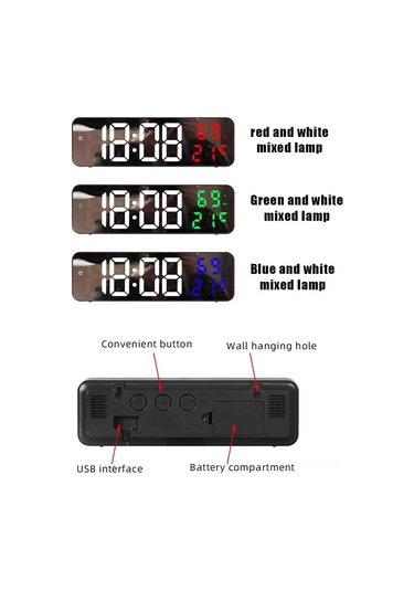 Maiyame 7 İnç Kırmızı Led Dijital Duvar Saati, Plastik Kare Tipi, Ev Ofis Mutfak İçin, Usb İle Beslenir Kırmızı