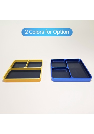 Yunboo Alüminyum Cnc Tamir Aleti Tepsisi, Manyetik Alt Pad, 4 Bölmeli, Rc Araçları İçin, Mavi Blue