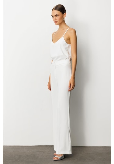 Moda İlgi Kadın Krep Pantolon 0007 Ekru Ekru