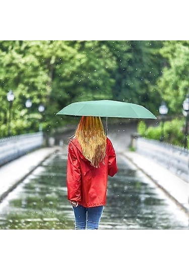 Uv Işınlarına Dayanıklı Şemsiye Yaz Aylarında Isı Koruması Ve Serinlik İçin Saplı Ve Fanlı Şemsiye Yeşil Diğer
