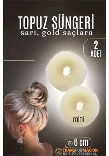 Gold Mini Saç Topuz Süngeri 2 Adet 6 Cm Çap 2.5 Cm Kalınlık