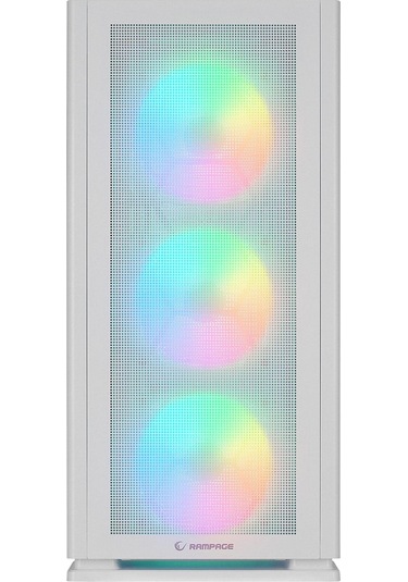 Rampage Vanguard V2 Beyaz Mesh Easy Temperli Cam Type-C Rgb Fan + Hub E-Atx Big-t Gaming Kasa