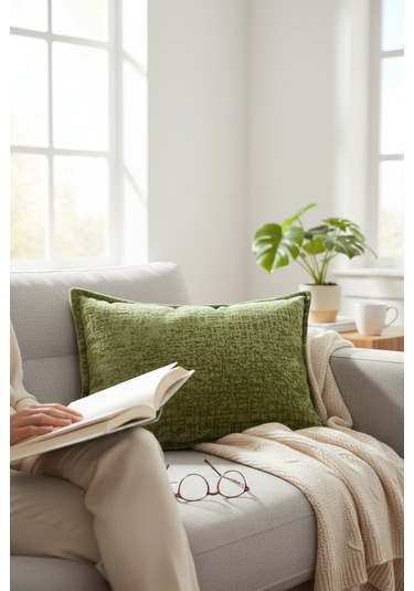 Kırlent İthal Kadife Kumaş 3'lü Set - Yumuşak Dokulu Dekoratif Özel Tasarım Kırlent Kılıfı - S10 Yeşil