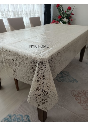 Hasır Kolay Temizlenir Pvc Şeffaf Kaplamalı Lüks Muşamba Masa Ört