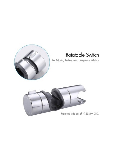 Primepickings 18-25mm Duş Rayı Slayt Banyo Duş Odası Duş Başlığı Abs Plastik Tutucu Braketi 360 Derece D 2 Katlı Gri