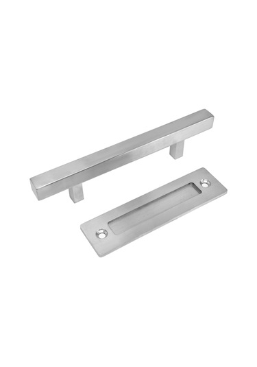 Çift Taraflı Ahır Kapı Kolu Fırçalı Paslanmaz Garaj Dolap Kolu Huiliang