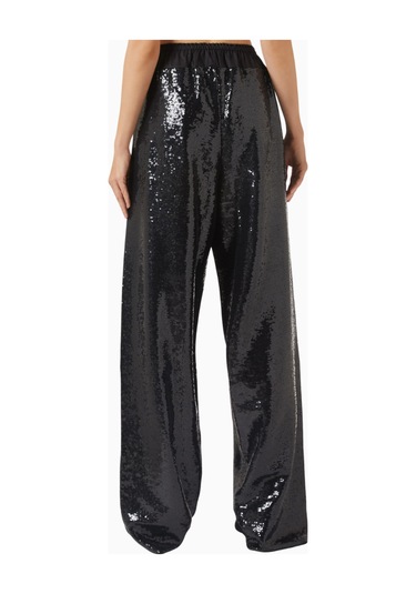 16arlington Ima Sequin - Embellished Pants, Lüks Payetli Şık Tasarım Pantolon Siyah