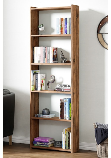 Kts2 Modern Kitaplık / 5 Raflı - 60x180 Cm - Çam