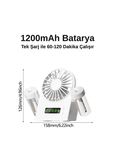 Taşınabilir Masaüstü Su Hazneli Usb Şarjlı 4 Kademe Fan Vantilatör Soğutucu F8 Beyaz