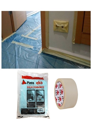 Pass Kalın Zemin Koruma Örtüsü 50 M2+maskeleme Bandı 48mmx25 Mt