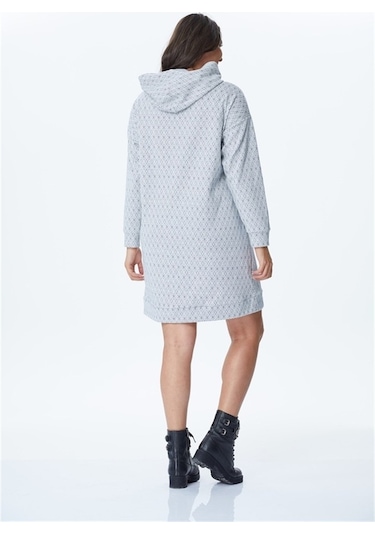 Kapüşonlu Uzun Sweat Shirt Elbise