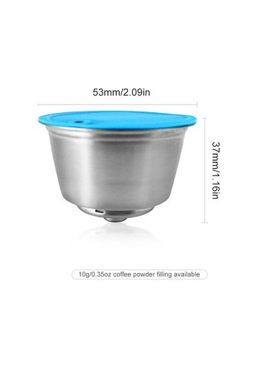 Leezsing 304 Paslanmaz Çelik Tekrarlı Kahve Kapsülü Mavi Kapak - 10g Kapasite, Dolce Gusto Uyumlu + Kaşık Ve Fırça Seti Diğer