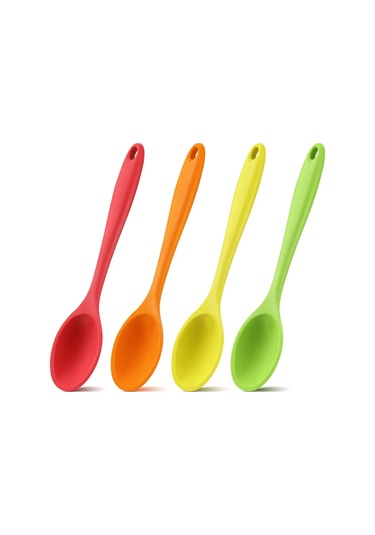 Ximistore9 4'lü Renkli Isı Dayanıklı Silikon Kaşık Seti: Pişirme Ve Servis İçin Evdeki Mutfak Araçları Turuncu/kırmızı/sarı/yeşil Çok Renkli