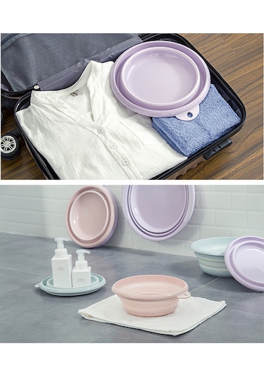 Padalink Küçük Pembe Katlanabilir Plastik Lavabo - Ev, Seyahat, Kamp İçin Uygun, Hafif Ve Yer Tasarruflu, Yıkama Ve Temizlik İçin Mükemmel