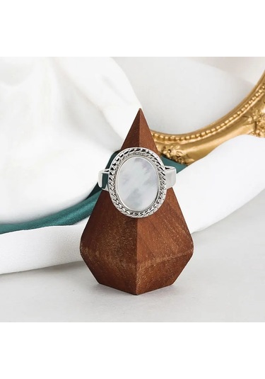 925ayar Gümüş Deniz Kabuğu Taşlı Ayarlanabilir Yüzük