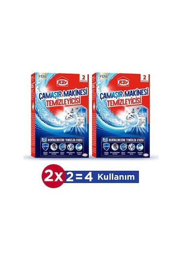 K2R Çamaşır Makinesi Temizleyicisi 2'li Set (4 Kullanımlık)
