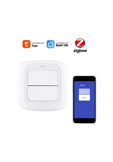 Suofeng Akıllı Ev Kontrolü İçin Zigbee Bağlantılı İki Düğmeli Beyaz Sahne Anahtarı - Uygulama İle Kullanım 1-gang