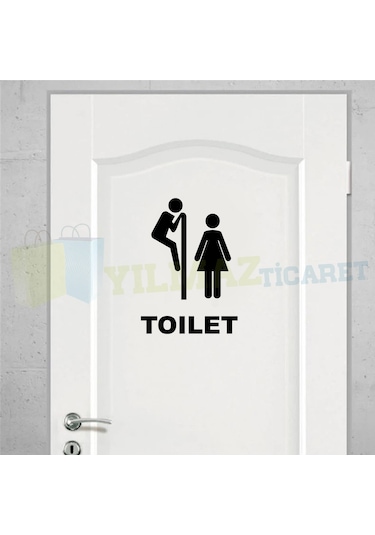 Yılmazetic Wc Toilet Kapı Klozet Yapıştırma Banyo Sticker 13 x 9 CM