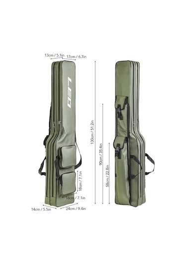 Pazly Balık Çantası 2 Bölme, Ayarlanabilir Askı, Hafif & Dayanıklı, 130x24x14cm, Balıkçılık Ve Tırmanış İçin