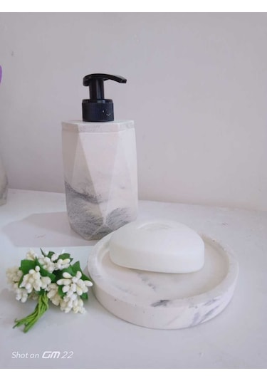 Marble Beton Sıvı Ve Katı Sabunluk Siyah