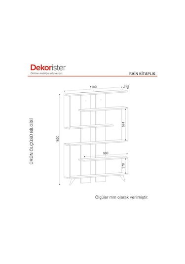 Dekorister Rain Kitaplık Beyaz-Ceviz