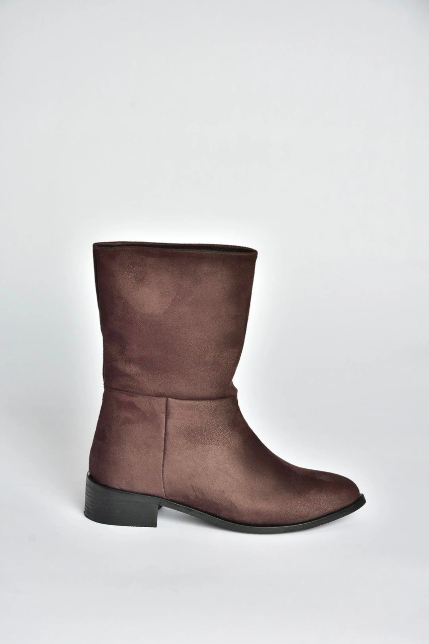 L726597702 Kahverengi Süet Düz Taban Günlük Kadın Bot Kahverengi-süet