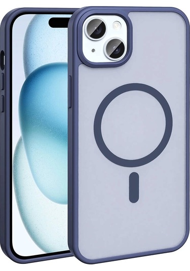 iPhone Uyumlu 13 Kılıf Magsafe Şarj Özellikli Mat Arka Yüzey Redclick Sio Kapak - Lacivert