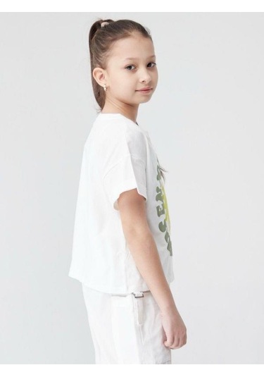 Kız Çocuk Pamuklu Güneş Kabartma Baskılı Bluz-13864-ekru Ysl Ekru - Yeşil