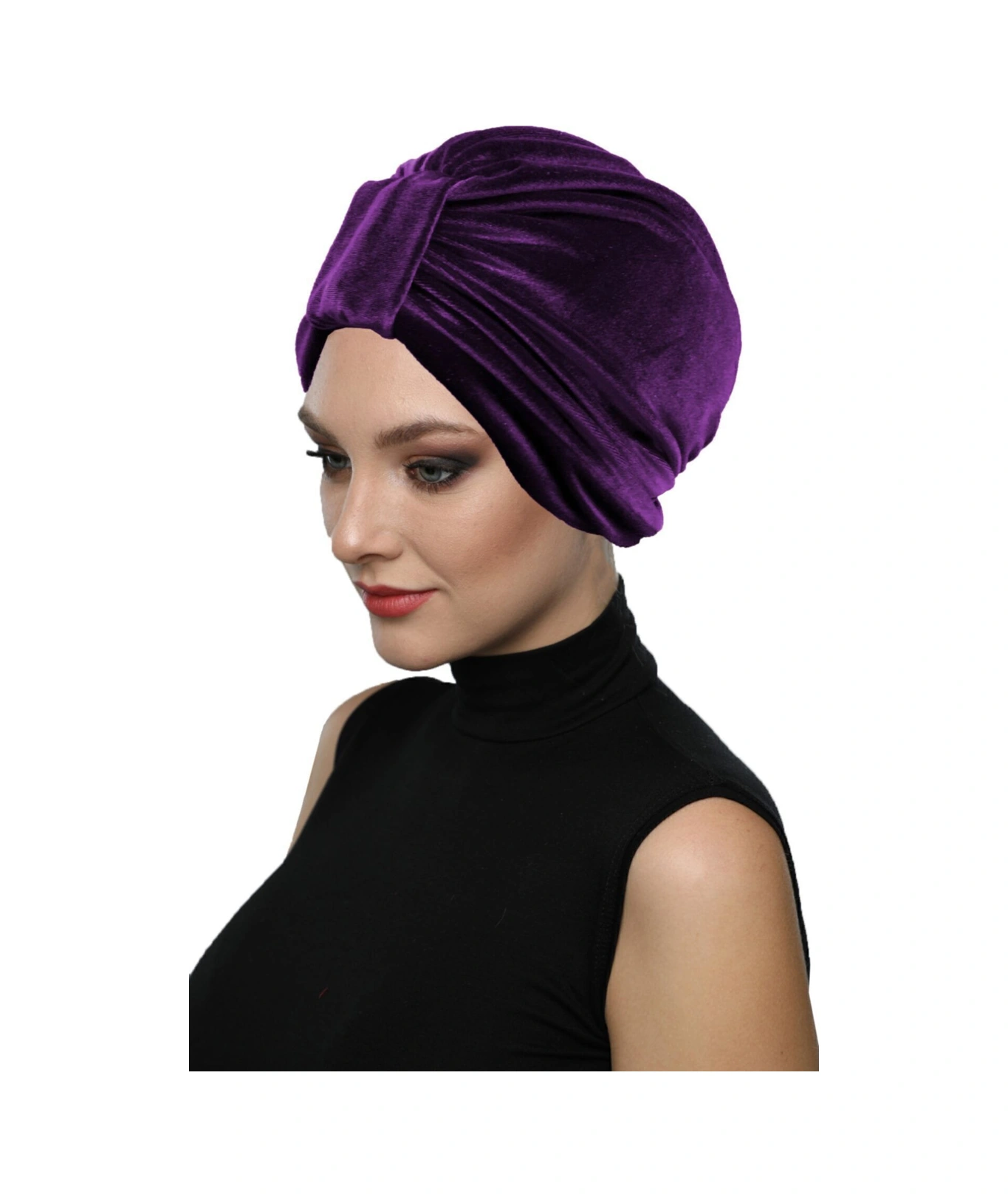 Kadife Kardelen Astarlı Mor Hazır Türban Tesettür Bone Mor