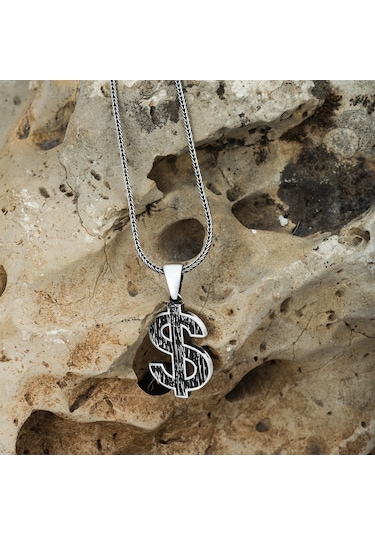 Yüzük Sanatı Dolar Simgesi Gümüş Erkek Kolye