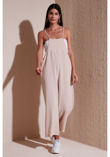 Lela Relaxed Fit Ayarlanabilir Ip Askılı Bahçıvan Bayan Tulum 66970192S4 Taş