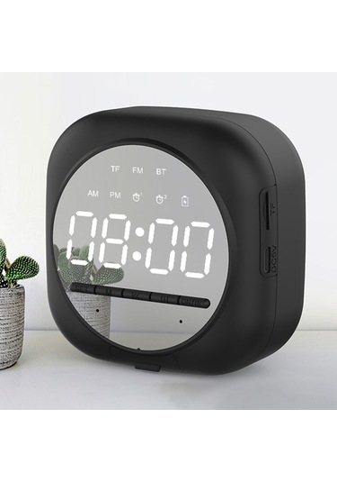 Hangfox Siyah Bluetooth Hoparlör, Led Ayna Ekran, Çift Alarm, Tf Kart Oynatma, Sesli Ödeme Bildirimi, Reglable Parlaklık,立体 Ses Kalitesi Hyj-q12